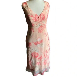 Vintage Y2K Faith Love & Passion peach and coral floral sheath midi dress